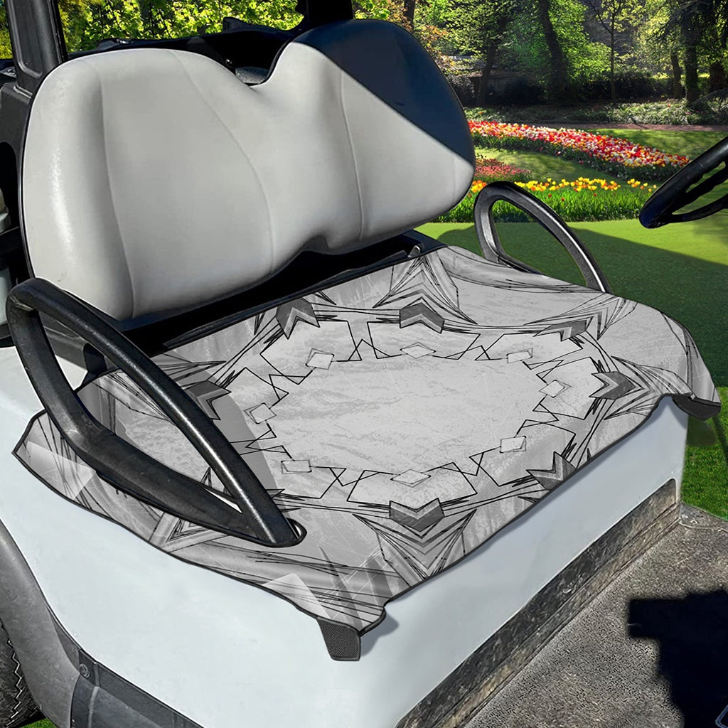 White Kaleidoscope Print Golf Cart Seat Cover
