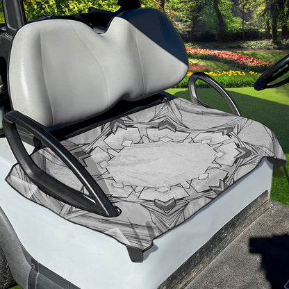 White Kaleidoscope Print Golf Cart Seat Cover