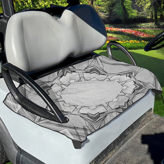 White Kaleidoscope Print Golf Cart Seat Cover