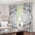 White Kaleidoscope Print Grommet Curtains