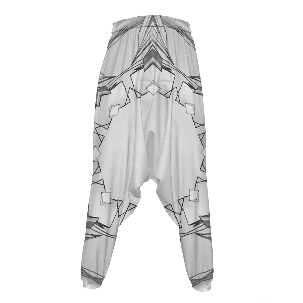 White Kaleidoscope Print Hammer Pants