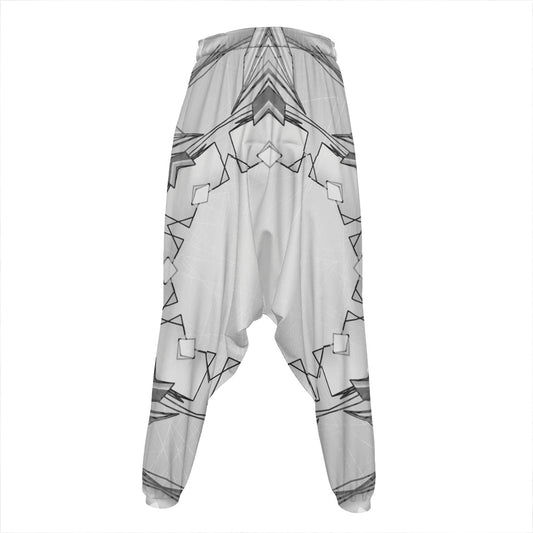 White Kaleidoscope Print Hammer Pants