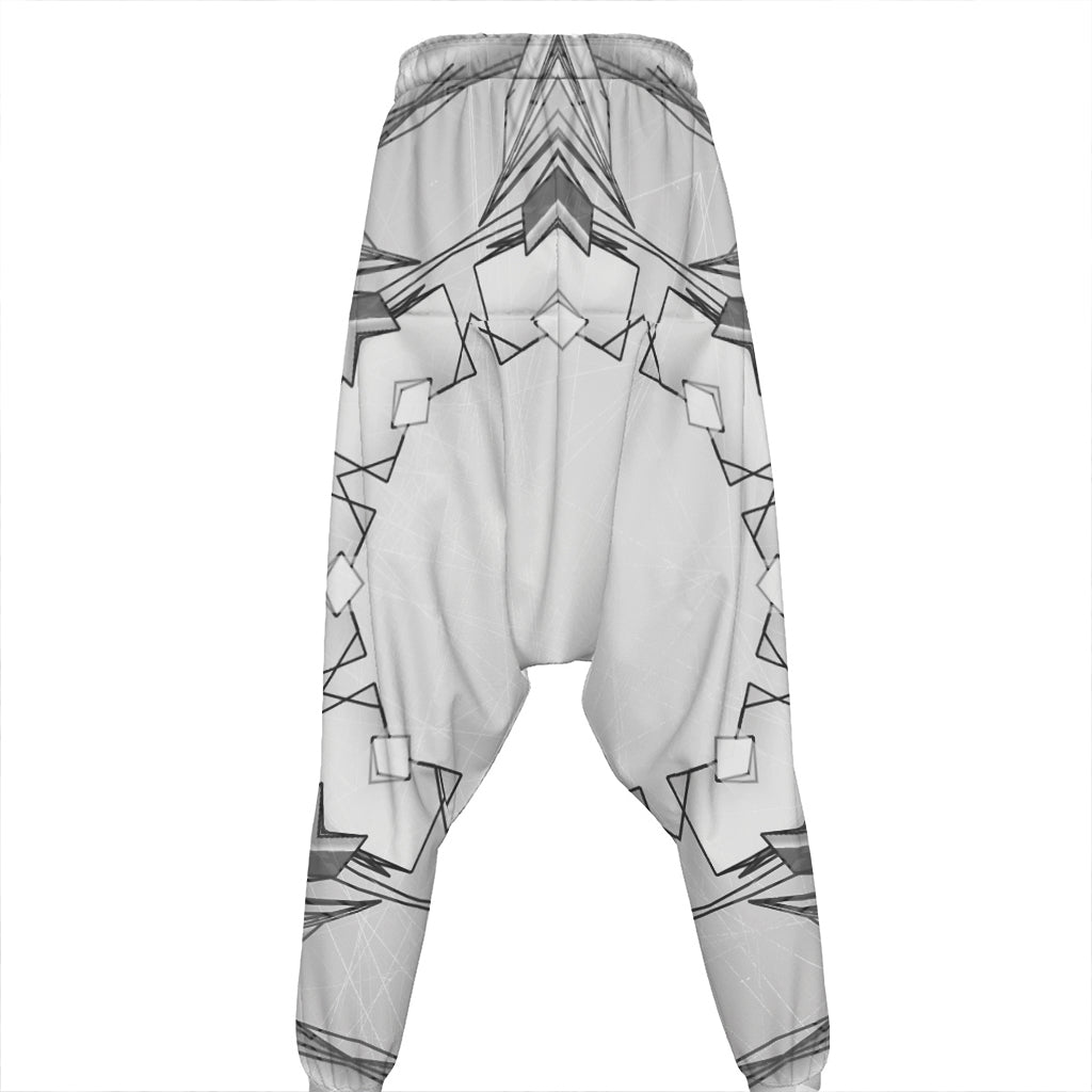White Kaleidoscope Print Hammer Pants