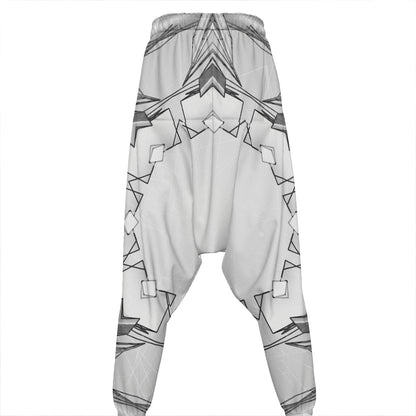 White Kaleidoscope Print Hammer Pants