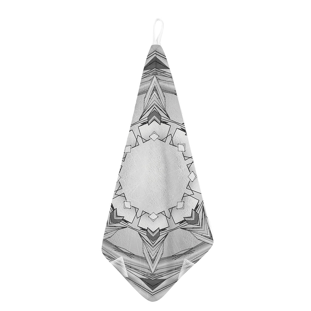 White Kaleidoscope Print Hand Towel