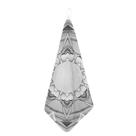 White Kaleidoscope Print Hand Towel