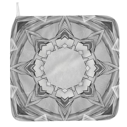White Kaleidoscope Print Hand Towel