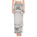 White Kaleidoscope Print High Slit Maxi Skirt