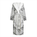White Kaleidoscope Print Hooded Bathrobe