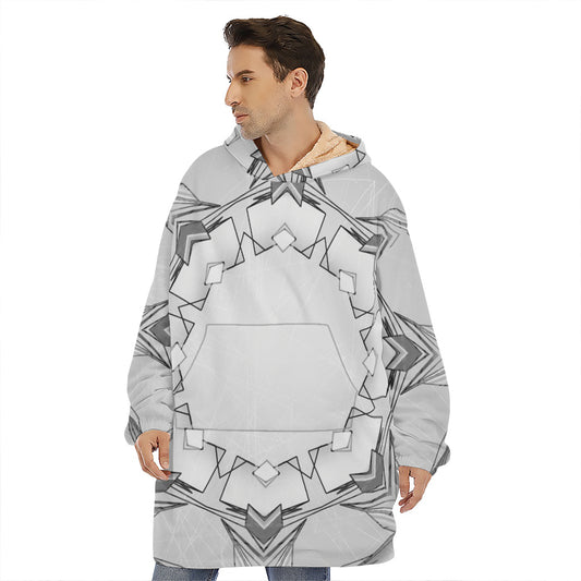 White Kaleidoscope Print Hoodie Blanket