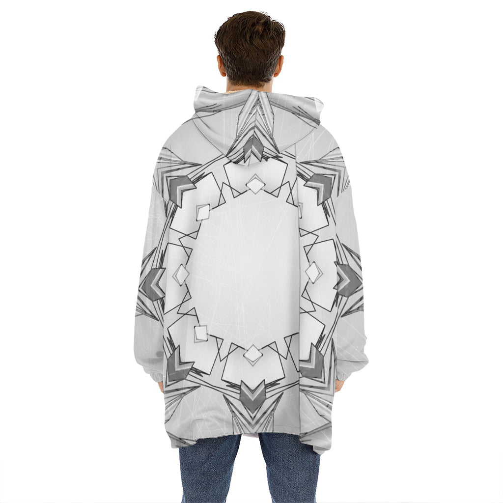 White Kaleidoscope Print Hoodie Blanket
