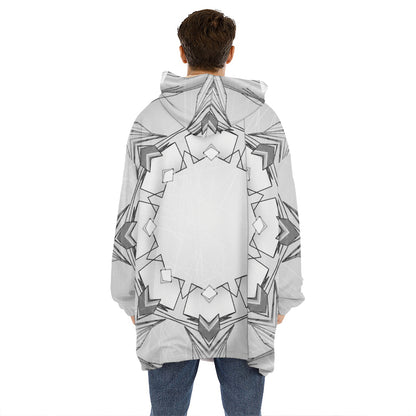 White Kaleidoscope Print Hoodie Blanket
