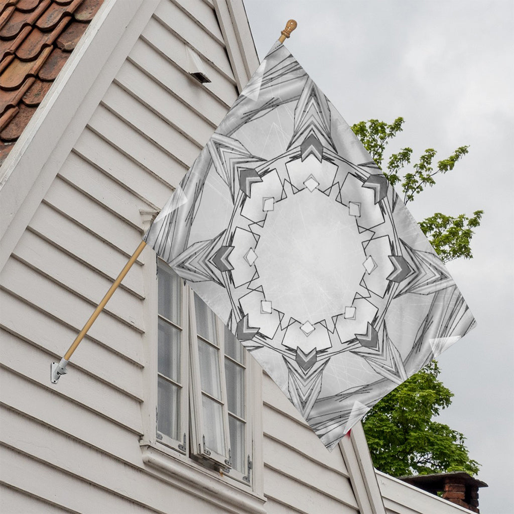 White Kaleidoscope Print House Flag