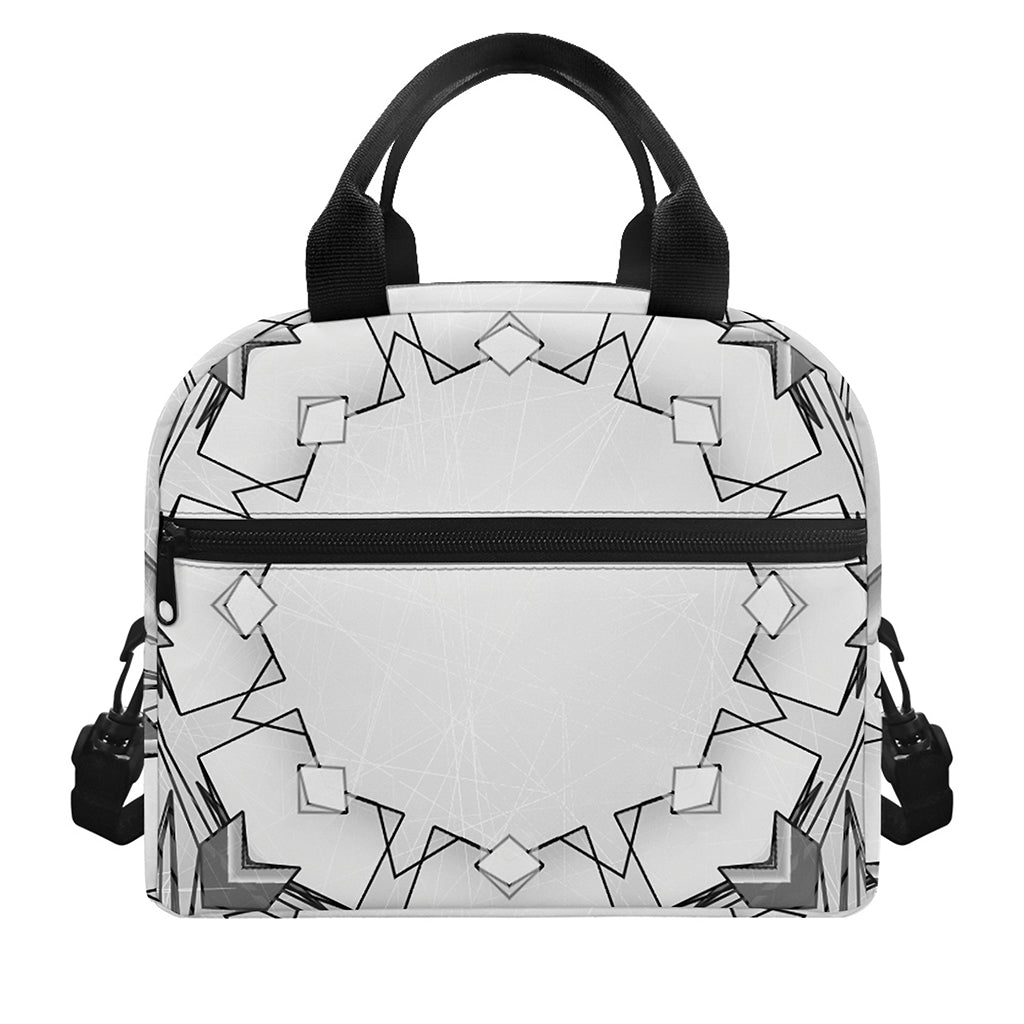 White Kaleidoscope Print Insulated Lunch Bag
