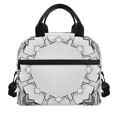 White Kaleidoscope Print Insulated Lunch Bag