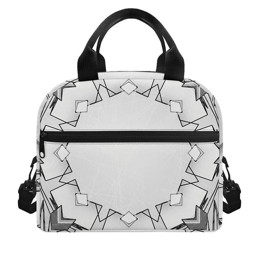 White Kaleidoscope Print Insulated Lunch Bag