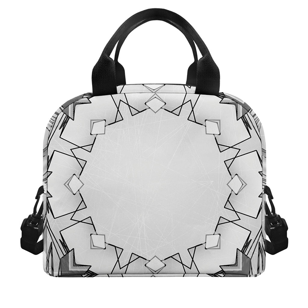 White Kaleidoscope Print Insulated Lunch Bag