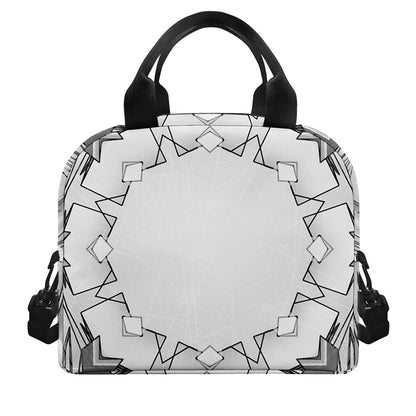 White Kaleidoscope Print Insulated Lunch Bag