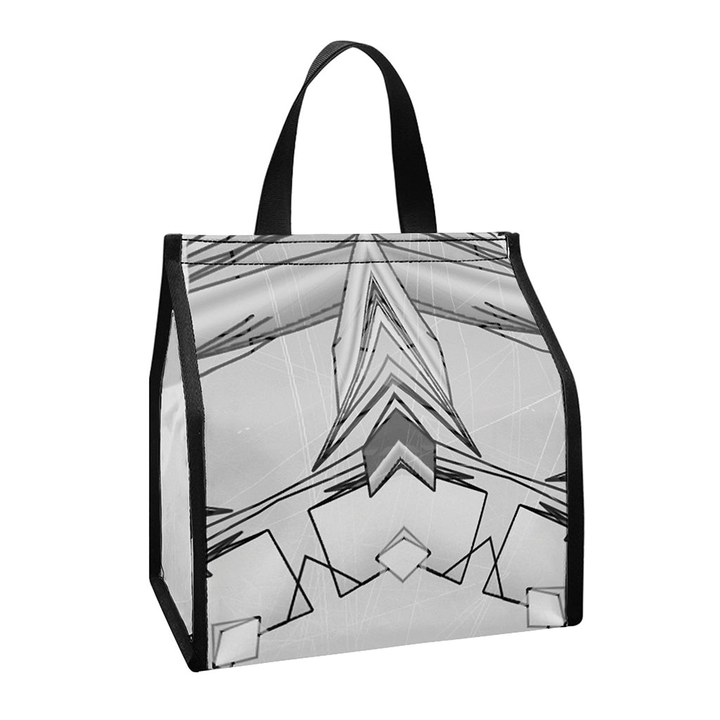 White Kaleidoscope Print Insulated Lunch Tote