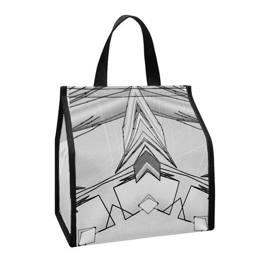 White Kaleidoscope Print Insulated Lunch Tote