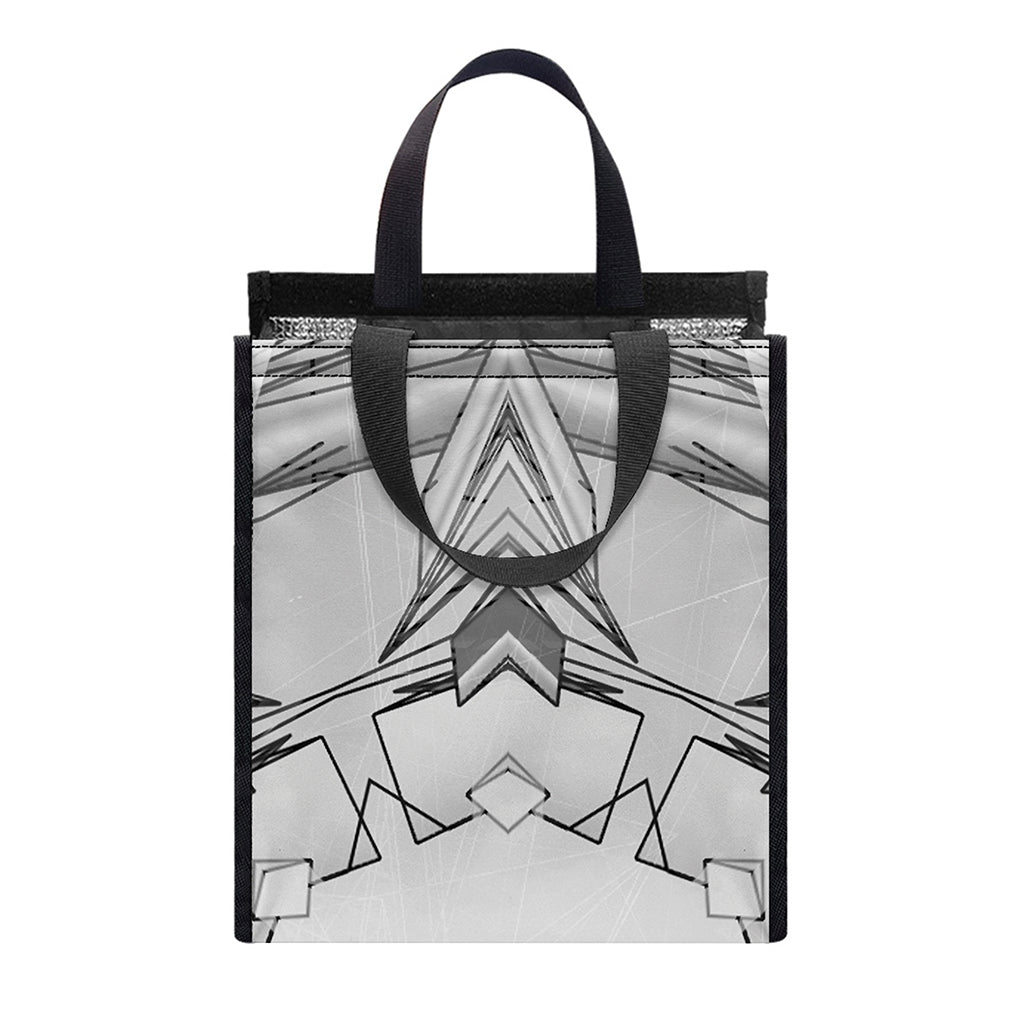 White Kaleidoscope Print Insulated Lunch Tote