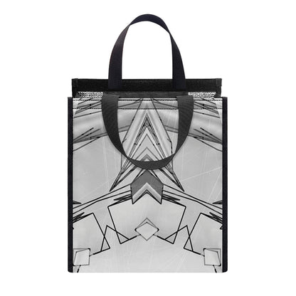 White Kaleidoscope Print Insulated Lunch Tote