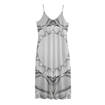 White Kaleidoscope Print Jersey Midi Cami Dress