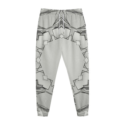 White Kaleidoscope Print Jogger Pants
