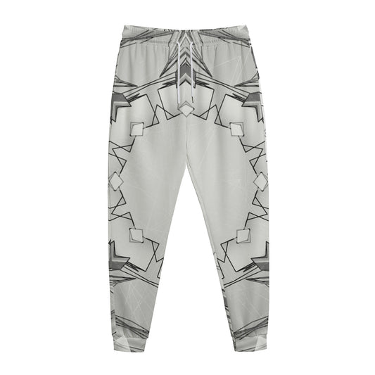 White Kaleidoscope Print Jogger Pants