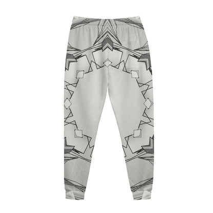 White Kaleidoscope Print Jogger Pants
