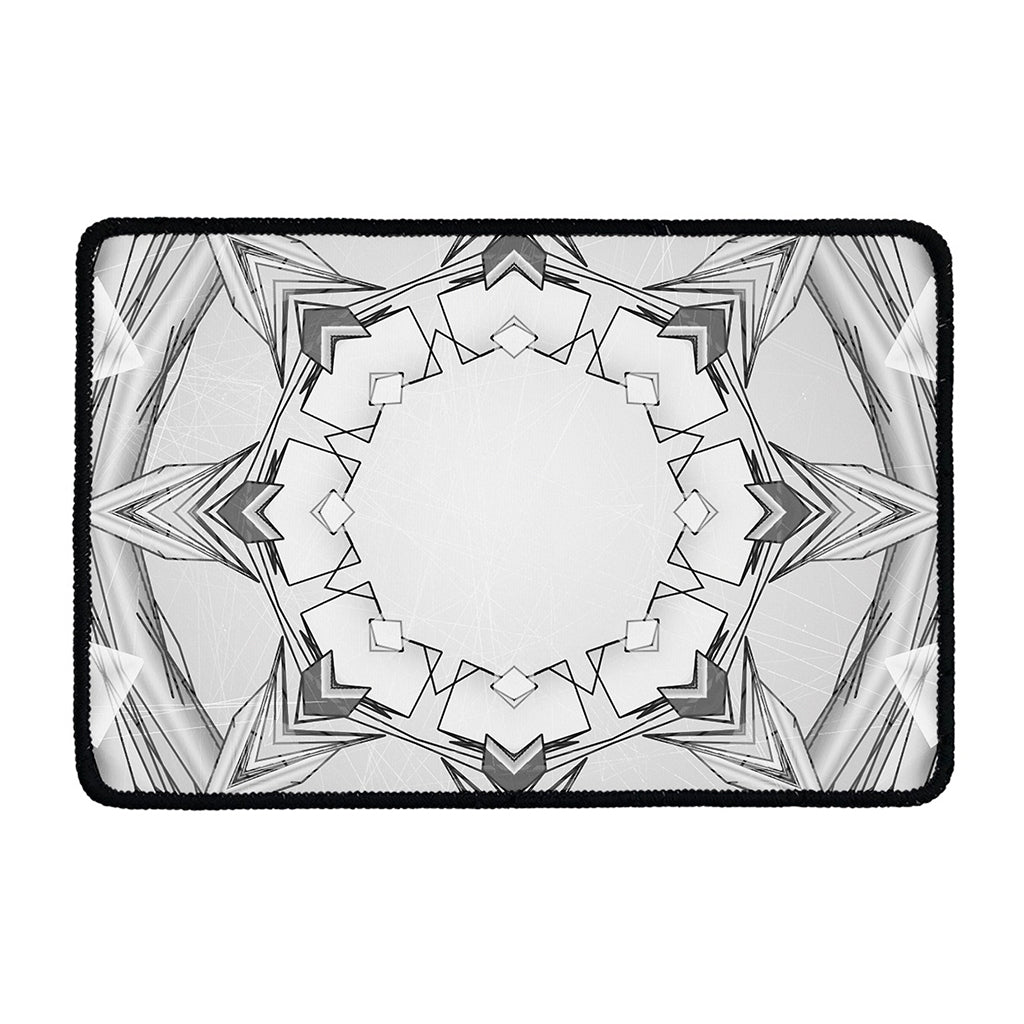 White Kaleidoscope Print Kitchen Mat