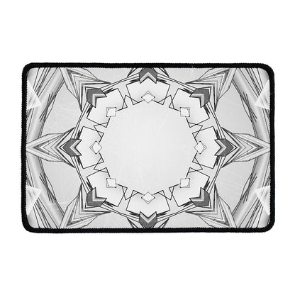 White Kaleidoscope Print Kitchen Mat
