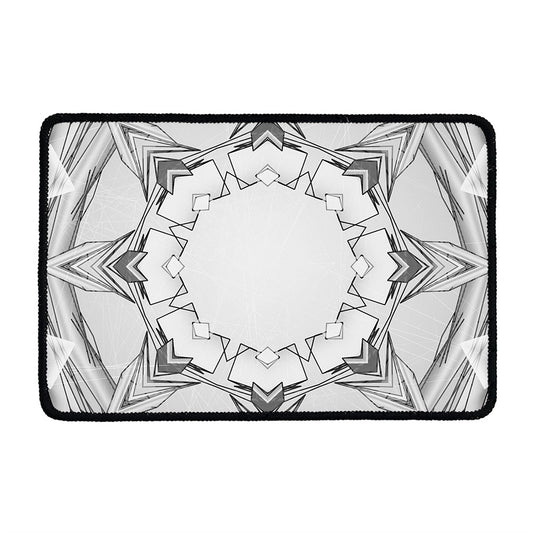 White Kaleidoscope Print Kitchen Mat