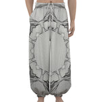 White Kaleidoscope Print Lantern Pants
