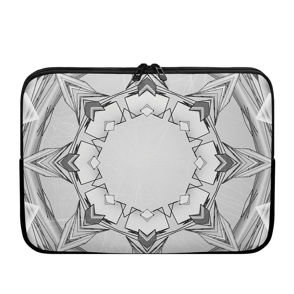 White Kaleidoscope Print Laptop Sleeve