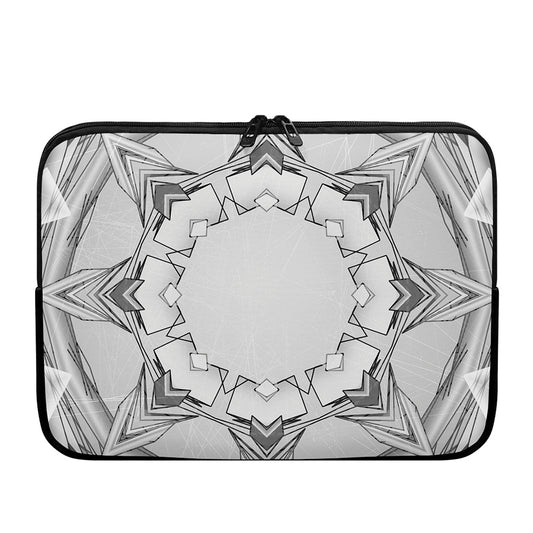 White Kaleidoscope Print Laptop Sleeve