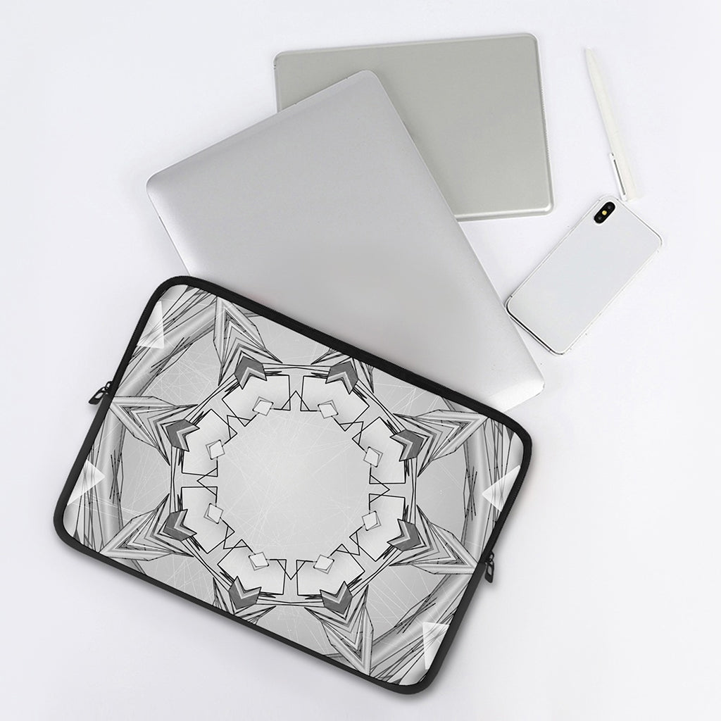 White Kaleidoscope Print Laptop Sleeve