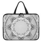 White Kaleidoscope Print Laptop Sleeve With Handle
