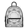 White Kaleidoscope Print Leather Backpack
