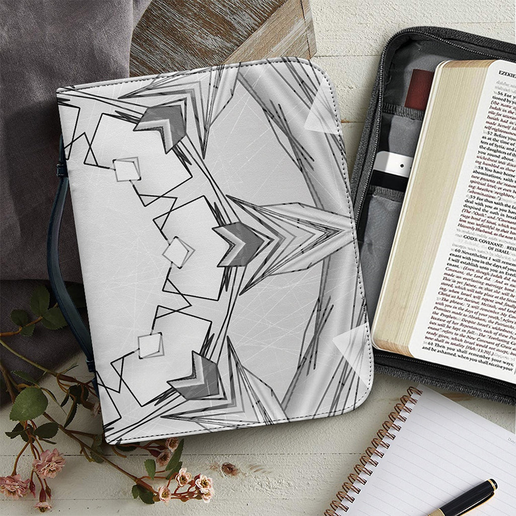 White Kaleidoscope Print Leather Bible Cover
