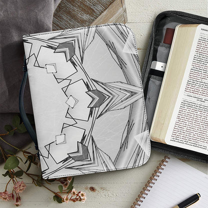 White Kaleidoscope Print Leather Bible Cover