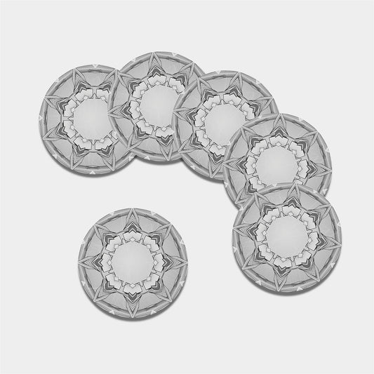 White Kaleidoscope Print Leather Coaster Set