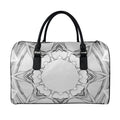 White Kaleidoscope Print Leather Duffel Bag