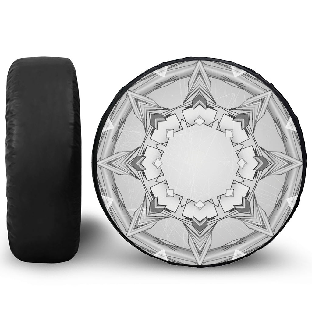 White Kaleidoscope Print Leather Spare Tire Cover