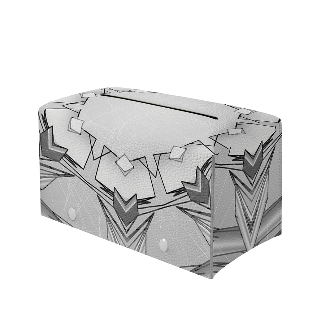 White Kaleidoscope Print Leather Tissue Box Cover