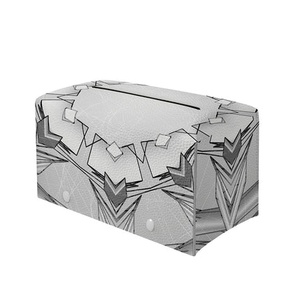 White Kaleidoscope Print Leather Tissue Box Cover