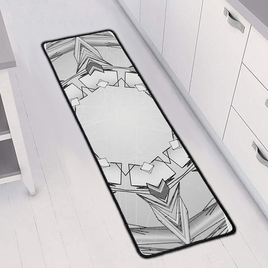 White Kaleidoscope Print Long Kitchen Mat