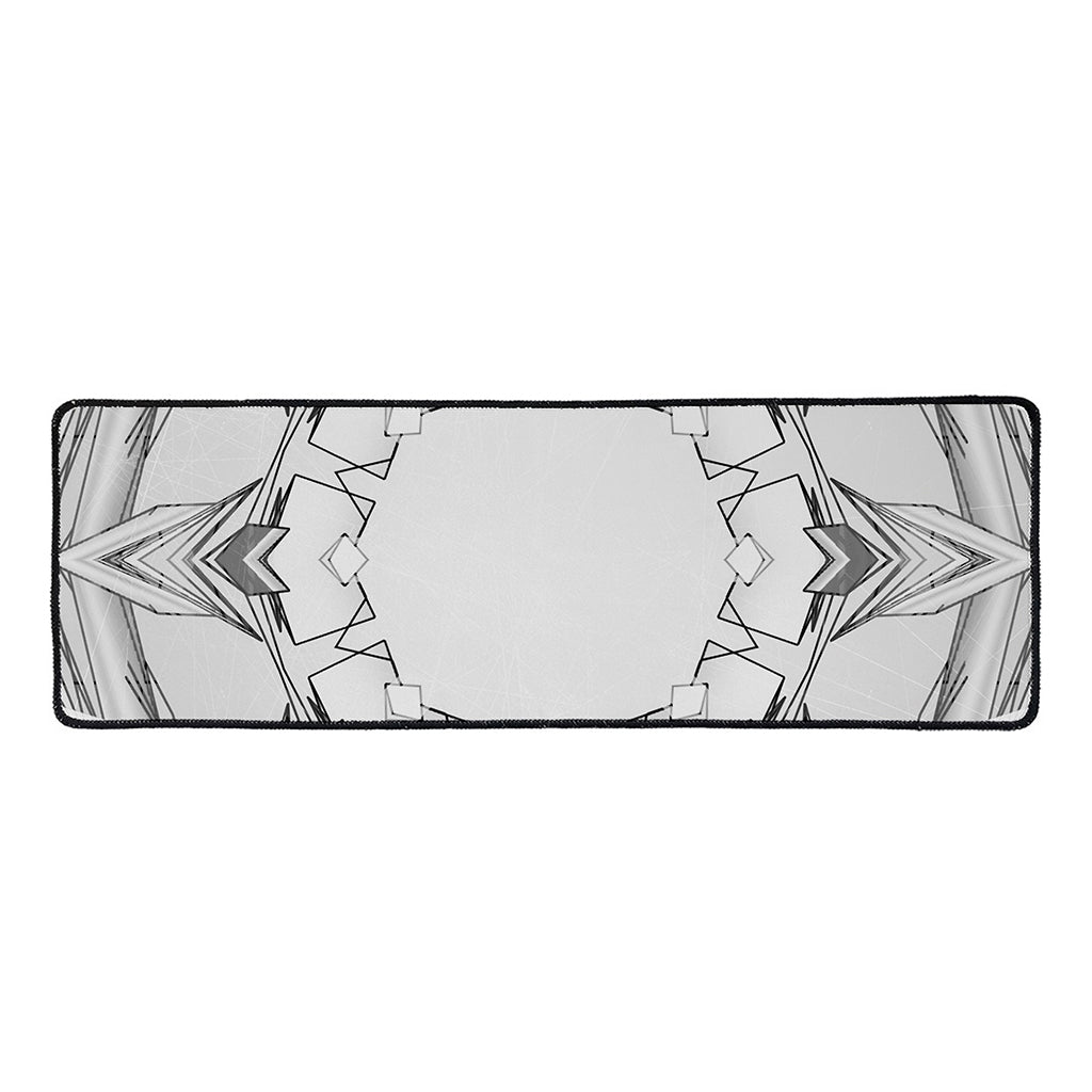 White Kaleidoscope Print Long Kitchen Mat