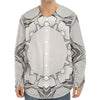 White Kaleidoscope Print Long Sleeve Baseball Jersey