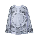 White Kaleidoscope Print Long Sleeve Short Coat